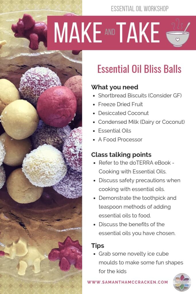 bliss balls essential oil make and take idea