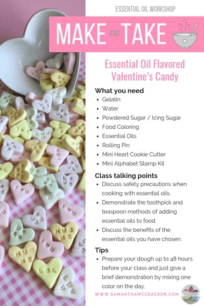 valentines day candies essential oil make and take idea