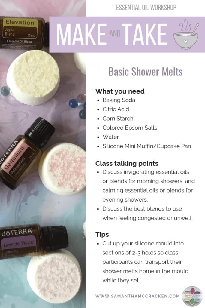 shower melts essential oil make and take idea