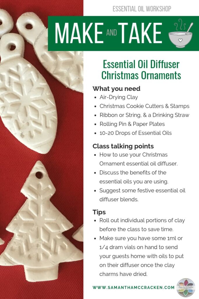 christmas diffuser ornament essential oil make and take idea