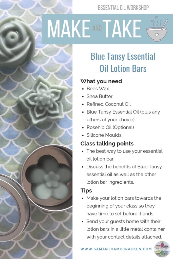 blue tansy lotion bars essential oil make and take idea