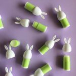 green 3ml lip balm tubes with bunny shaped head