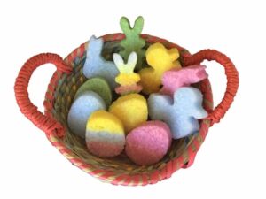 Easter goodie basket of bath salt cakes