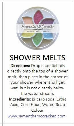 shower melts label example