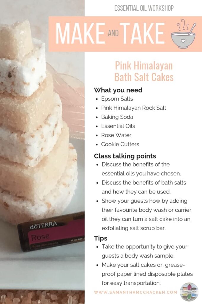 pink himalayan salt cakes essential oil make and take idea