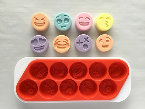 colored emoji soap with soap mold
