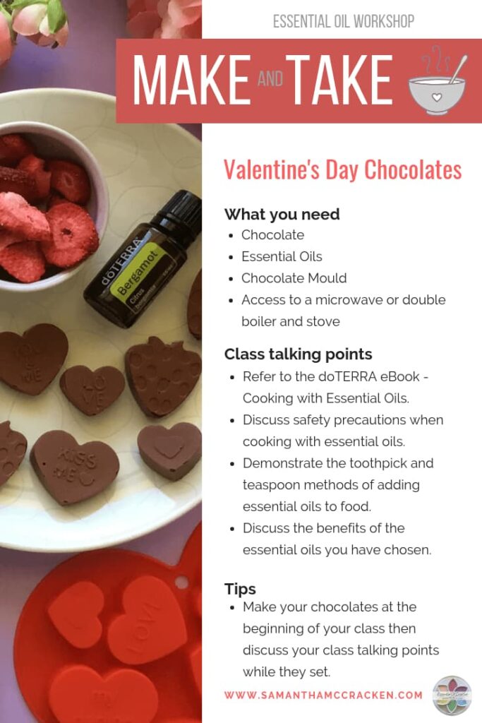 valentines day chocolates essential oil make and take idea