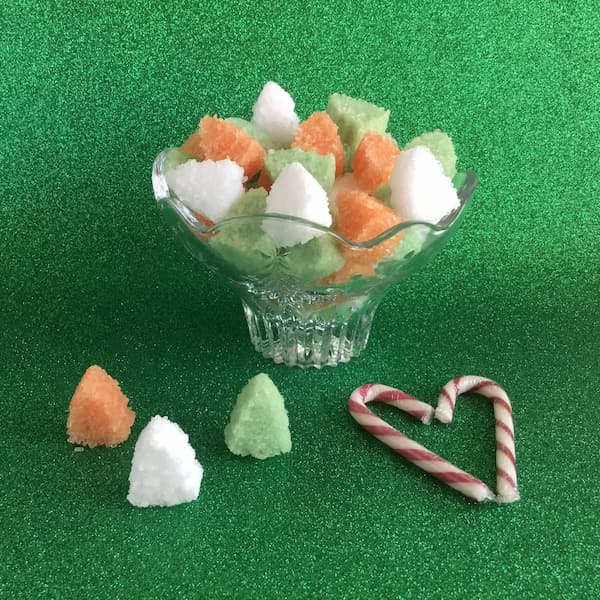 xmas tree bath salt gems with candy canes