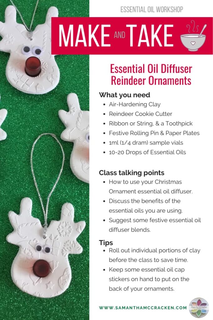 reindeer essential oil diffuser ornaments make and take workshop